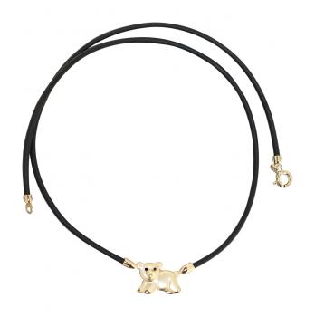 Collier mit Anhänger Gold 375 Bär Kautschukkette Goldanhänger Damen 9 Karat