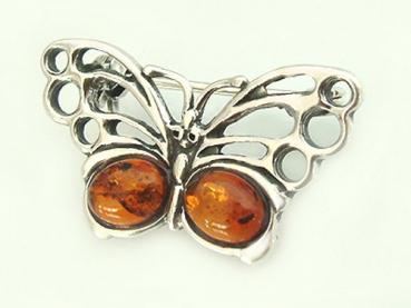 Brosche Silber 925 Schmetterling mit Bernstein Silberbrosche Silberschmetterling