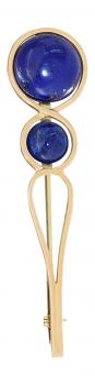 Große Brosche Gold 750 mit Lapis Lazuli Cabochons Goldbrosche 12 g 18 Karat