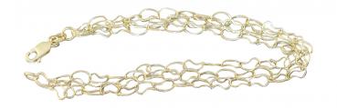 Armband Gold 585 mit Karabiner 3-reihig Armkette Damen 14 Karat Gelbgold