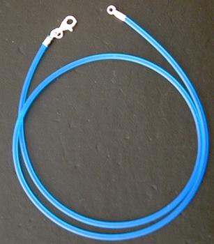 50 cm blaue Kautschukkette mit Karabiner Silber 925 Halskette - Kette Kautschuk