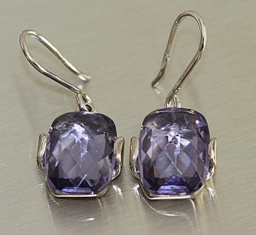 Ohrhänger Sterlingsilber 925 mit lila Amethyst Zirkonias - Ohrringe - Ohrstecker