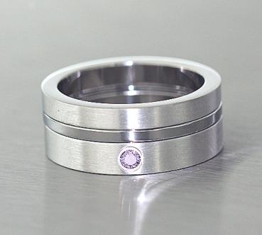 Massiver Bandring Silber 925 - Silberring - must have - Ring mit lila Zirkonia