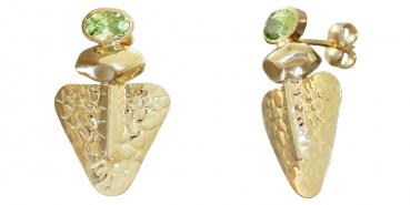 Designer Ohrstecker Gold 750 Peridot Designer Ohrringe Ohrschmuck 18 Kt. Damen