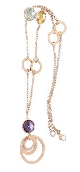 Rosegold 585 Edelstein Collier Goldkette Collier Edelsteinkette Halskette 14 kt