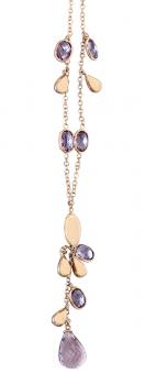 Amethyst Collier Rosegold 585 Goldkette Y-Kette 14 Kt massiv 9,3 gr. Karabiner