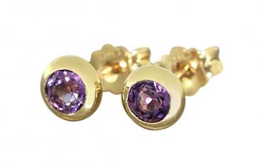 Ohrstecker Gold 585 mit Amethyst Goldohrstecker Amethystohrstecker Stecker