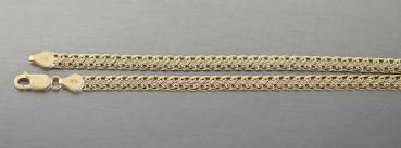 Breite Goldkette 585 - Collier 45 cm - Kette Gold 14kt Halskette flaches Collier