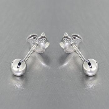 4 mm Kugel Ohrstecker Silber 925 rhodiniert - 1 Paar Silberohrstecker - Ohrringe