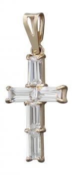 Funkelndes Kreuz Gold 585 mit Baguette Zirkonias Anhänger Goldkreuz Goldanhänger