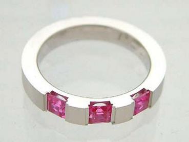 Moderner Silberring 925 mit pink Zirkonia Designer Ring Silber massiv Bandring