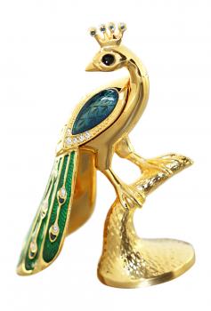 Miniatur zum Sammeln Pfau Pavone d`Oro goldener Pfau golden Peacock