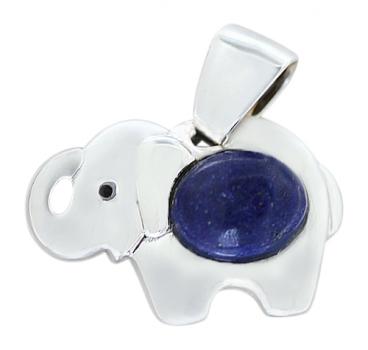 Anhänger Elefant Silber 925 Lapis Lazuli Cabochon Glücksbringer Kettenanhänger