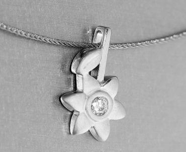 Feiner Halsreif mit kleiner Blume Silber 925 mit Zirkonia Collier mit Anhänger