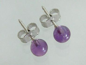 5 mm Amethyst Kugel Ohrstecker Silber 925 - Amethystkugeln - Ohrstecker Silber