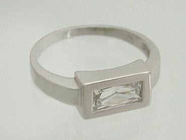 Cooler Silberring 925 mit Zirkonia im Baguetteschliff - Ring echt Silber 925