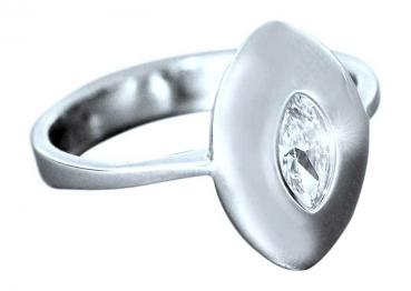 Eleganter Silberring 925 - Zirkonia im Navetteschliff Designer Ring echt Silber