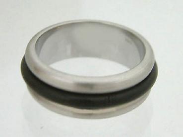 Designer Edelstahlring mit Kautschuk - Massiver breiter Bandring Edelstahl