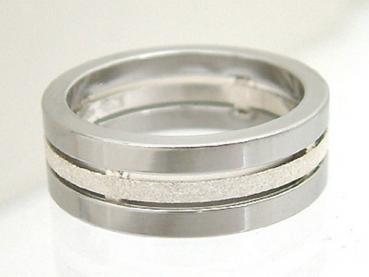 Massiver Designerring in Silber 925 und Edelstahl - Silberring 925 Bandring