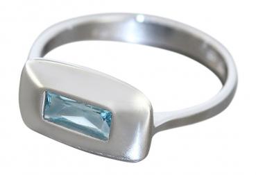 Moderner Silberring 925 m. Blautopaz Baguette - Sterlingsilber 925 - Ring Silber