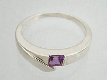 Silberring 925 mit Zirkonia in der Farbe von Amethyst - Ring Silber - Damenring