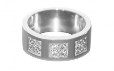 Ring Silber 925 massiv Bandring mit Zirkonias breiter Silberring