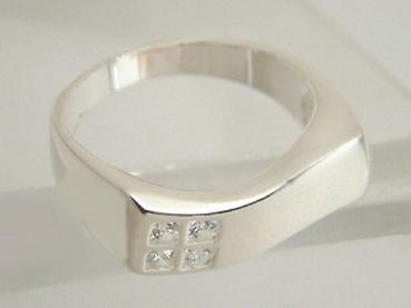 Silberring 925 mit Schwung - Modell Quattro Designerring + Zirkonia Ring Silber