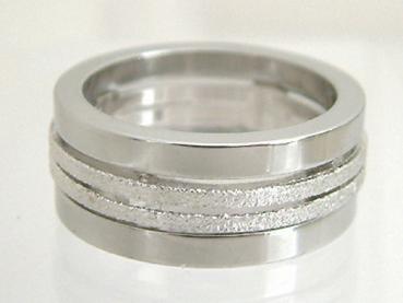 Breiter Bandring Silber 925 und Edelstahl Ring massiv - Silberring diamantiert