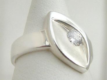 Eleganter Silberring 925 - Blatt mit Zirkonia ~ Ring Silber massiv - Damenring