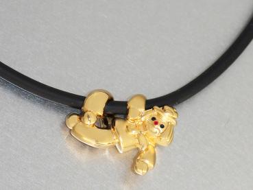 Anhänger Clown Gold pl an Kautschukkette - Collier Gold pl - Clownanhänger