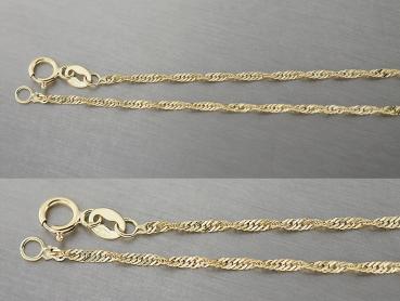 Feine massive Goldkette 585 Singapurkette 1,6 mm Ø Halskette 14 Kt. Kette 45 50 cm