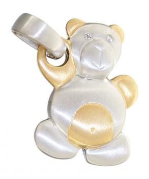 Teddybär Anhänger Sterlingsilber 925 großer Teddy bicolor 15 gr. Kettenanhänger