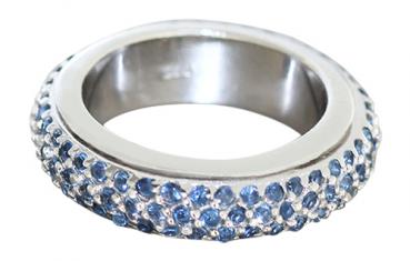 Memoryring Silber 925 massiv u. drehbar Silberring Zirkonias blau Eternity Damen