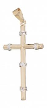 Goldkreuz 585 bicolor Kreuz Anhänger Gelbgold Kreuz 14 kt Goldanhänger Cross