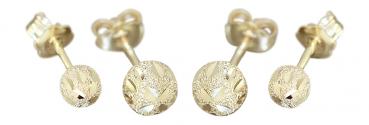 Kugel Ohrstecker Gold 585 Ohrringe 14 Kt diamantiert geschliffen 5 oder 6 mm