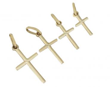 Kleines Goldkreuz 585 glattes Kreuz Anhänger Gold 14 Kt Goldanhänger vier Größen