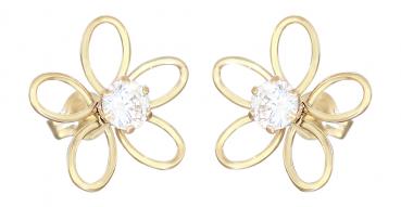 Blumen Ohrstecker Gold 585 mit Zirkonias Goldohrstecker Ohrringe Gelbgold 14 Kt.