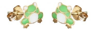 Kinder Ohrstecker Gold 585 kleine Frosch Ohrringe emailliert Stecker Gelbgold