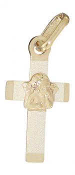 Kleines Kreuz Gold 585 mit Schutzengel Goldkreuz Kinder Anhänger 14 Kt.