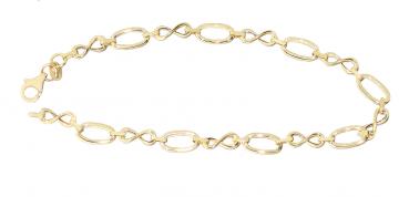 Armband Gold 585 Infinity Armkette 14 Kt. Damen Goldkette Karabiner 19 cm