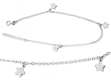 Fußkette Silber 925 Stern Anhänger Fußkettchen Stars Sternchen massiv Karabiner